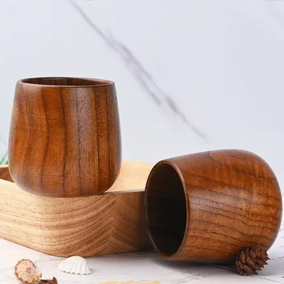 1Pcs 7.5X6.5cm Retro Handmade Natural Wooden Cup Jujube Wood Reusable Tea Cup Household Kitchen