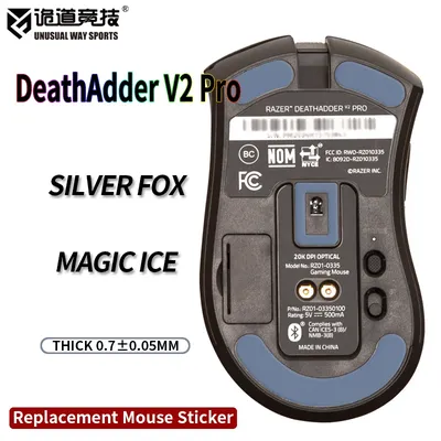 UnusualWaySports Mouse Skates Feet Razer Deathadder V2 Pro X Hyperspeed Cambered Surface PTFE Anti Collapse Ice Silver Fox