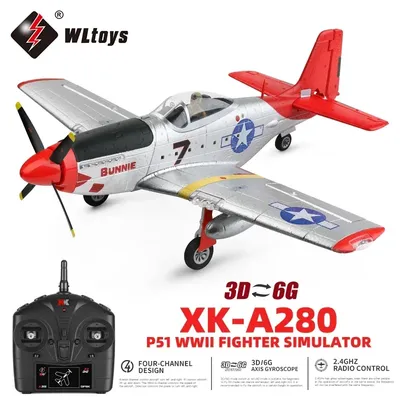 WLtoys XK A280 RC Plane 2.4G 4CH 3D6G Mode Aircraft P51 Fighter Simulator with LED Searchlight RC