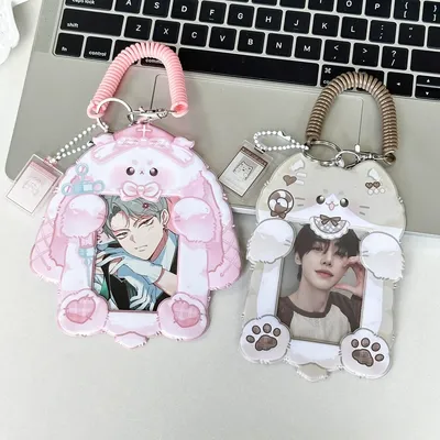 MINKYS Kawaii Animal 3 inch Kpop Photocard Holder Photo Card Holder Bag Pendant Back To School Stationery