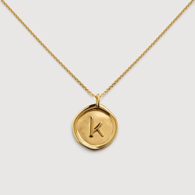 Gold Initial K Stamp Chain Necklace