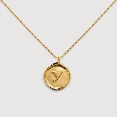 Gold Initial Y Stamp Chain Necklace