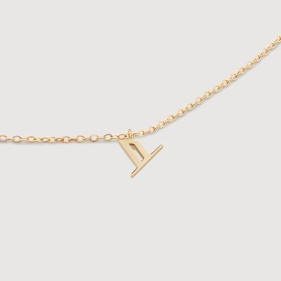 Gold Mini Initial Y Chain Necklace
