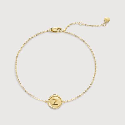 Gold Mini Initial Z Stamp Chain Bracelet