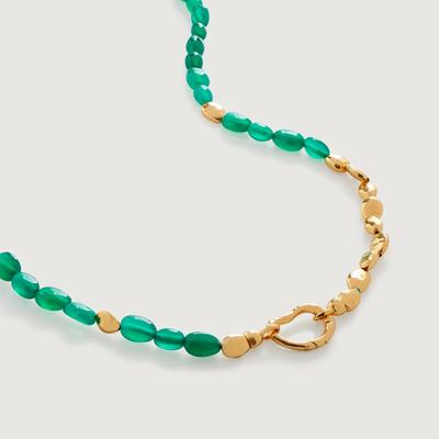 Gold Rio Gemstone Beaded Necklace Green Onyx