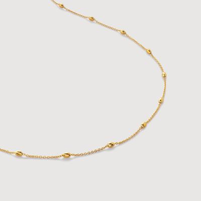 Gold Oval Station Chain Necklace