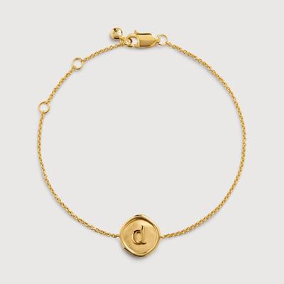 Gold Initial D Stamp Chain Bracelet