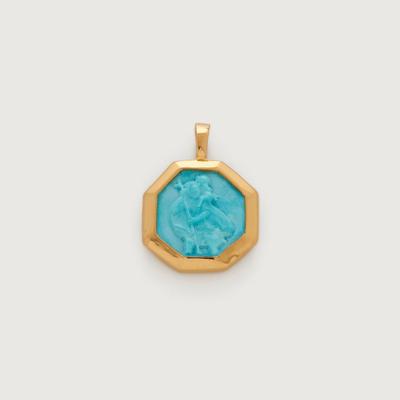 Gold St Christopher Gemstone Pendant Turquoise