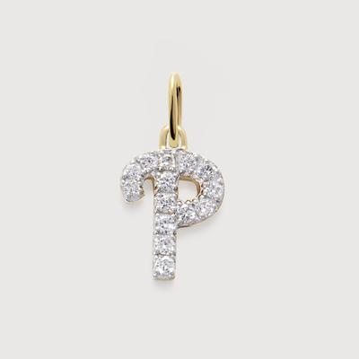 Gold Diamond Initial P Pendant Lab Grown Diamond