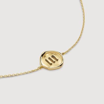 Gold Mini Initial M Stamp Chain Bracelet