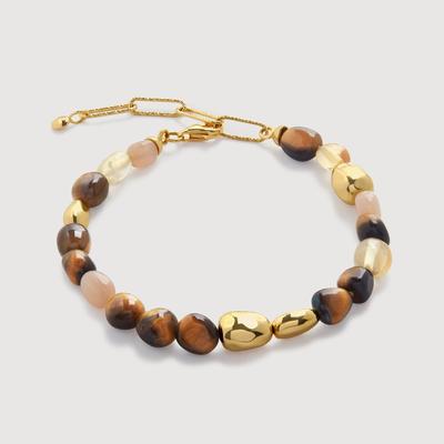Gold Rio Multi Gemstone Beaded Bracelet Tigers Eye