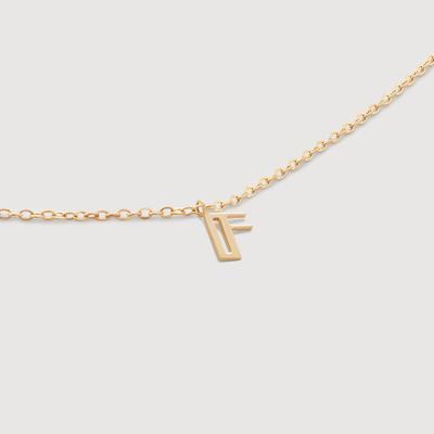 Gold Mini Initial F Chain Necklace