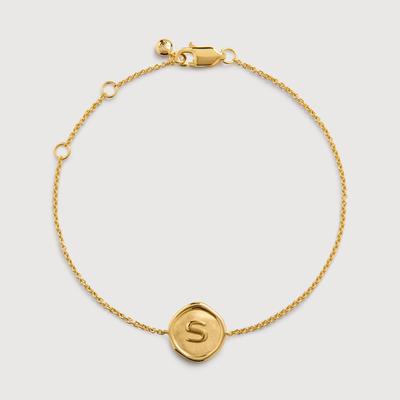 Gold Initial S Stamp Chain Bracelet
