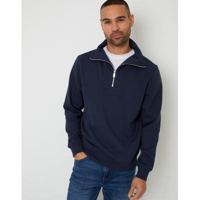 Threadbare Men's Navy Quarter Zip Funnel Neck Sweatshirt