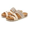 Pantolette LASCANA "Mule, Sandale, offener Schuh, Sommerschuh", Damen, Gr. 42, beige, Obermaterial: 50% Synthetik, 50% Textilmaterial. Decksohle: 100% Rindsleder. Laufsohle: 100% Synthetik, Glitzer, casual, Schuhe, mit Komfortkorkfußbett aus Leder...