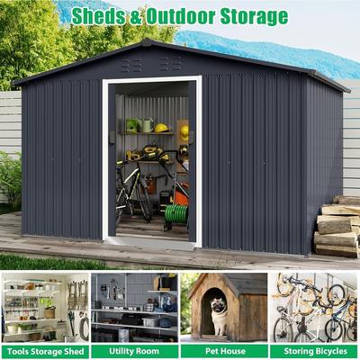 15' x 8' Large Metal Outdoor Storage Shed, Steel Utility Tool Shed Storage House