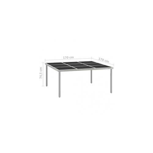 Garten-Esstisch Glas und Stahl| vidaXL : Farbe - Schwarz und Grau