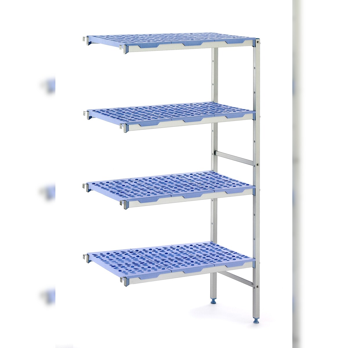 Tournus Anbau - Aluregal mit gelochten Kunststoffauflagen: 1653mm lang, 400mm tief, 1750mm hoch, 4 Ebenen Tragkraft: 200 kg / Ebene Image