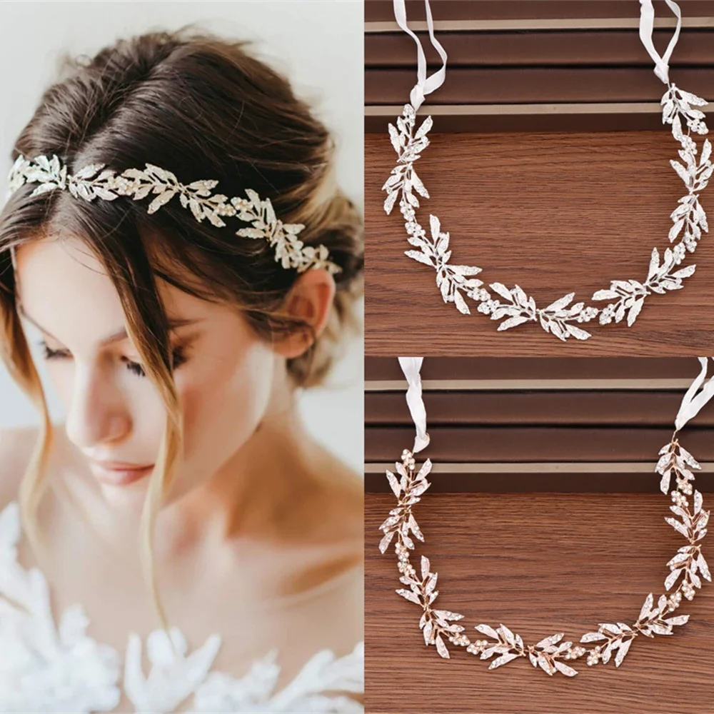 Strass Kristall blatt Stirnband Tiara Haarband für Frauen Braut Party Hochzeit Braut Haarschmuck Schmuck Band Stirnband Geschenk Image