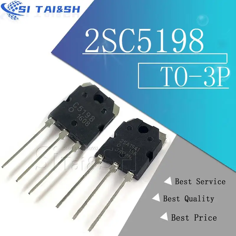 10pcs 5 Paare 2 sc5198 2 sa1941 to3p (5pcs a1941 + 5pcs c5198) TO-3P Leistungs transistor Image