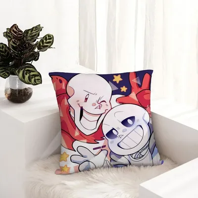 Spiel U-Undertale Sans Kissenbezug Plüschstoff Weicher Kissenbezug Doppelseitiger Druck Image