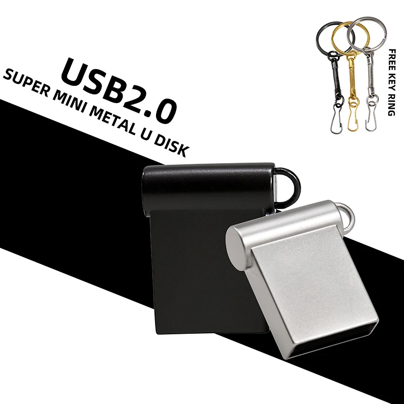 Super Mini Metall USB-Flash-Laufwerk 4 GB 8 GB 16 GB 32 GB 64 GB 128 GB 256 GB Stift Memory Stick U Disk USB2.0 mit Schlüsselanhänger Pendrive Image