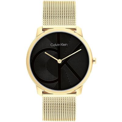 Quarzuhr CALVIN KLEIN "CK ICONIC 35 mm", gold (goldfarben, schwarz), Armbanduhren, Damen, Armbanduhr, Damenuhr, Edelstahlarmband, analog Image