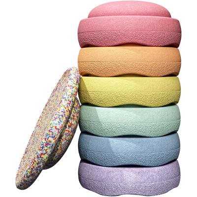 Balancetrainer STAPELSTEIN "Stapelstein Rainbow Set pastel", pastel, Balancetrainer, Kinder, H: 12cm Ø 27,5cm, Polypropylen, inklusive Balance Board, H:12cm Ø:27,5cm