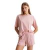 Shorty MARC O'POLO "Mix & Match Cotton", Damen, Gr. M, rosa (blush stripe), Obermaterial: 100% Baumwolle, gestreift, casual, bequem ca. Mitte Oberschenkel, Rundhals, Kurzarm, Homewear-Sets, mit fein gestreiftem Design