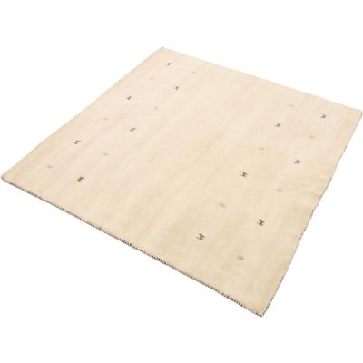 Wollteppich CARPETFINE "Gabbeh-Uni", weiß, B:150cm H:15mm L:150cm, Wolle, Teppiche, reine Wolle, handgewebt, Gabbeh Loom Tiermotiv, Sonderform Quadrat Image