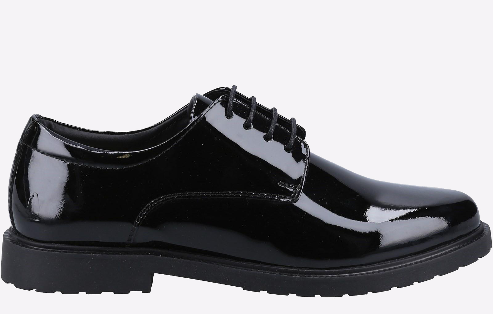 Hush Puppies Verity Slip On Leder Damen Lack Schwarze Brogues Schuhe