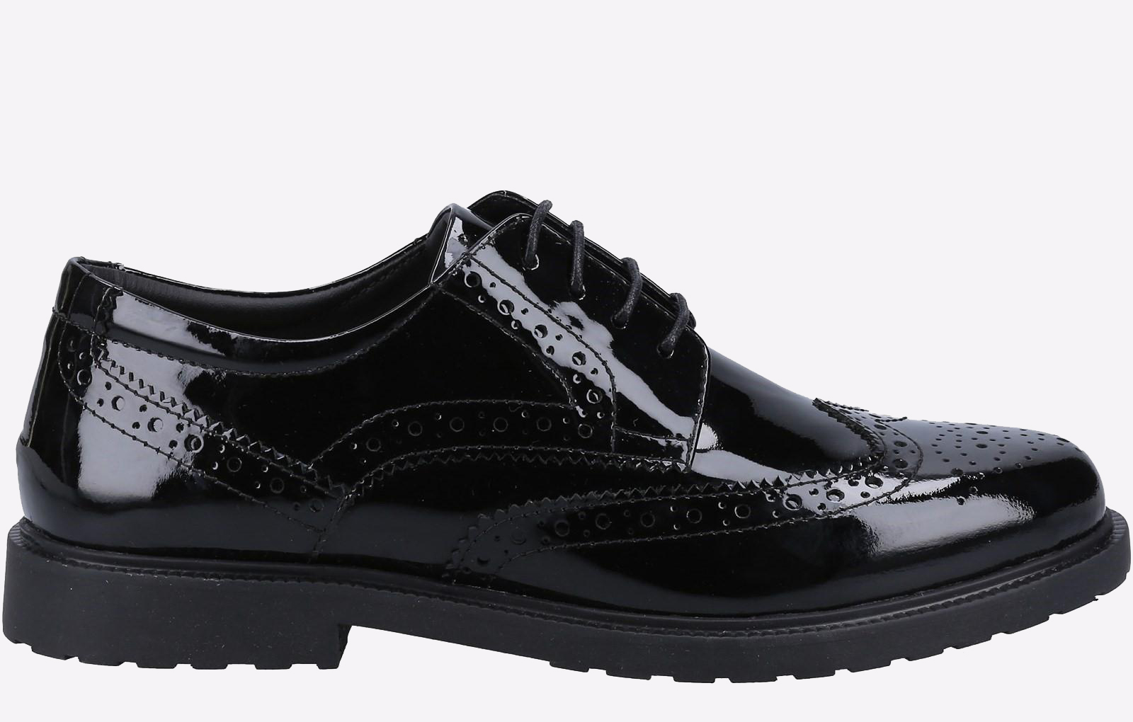 Hush Puppies Verity Leder Damen Lack Schwarze Brogues Schuhe