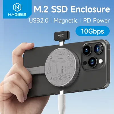 Hagibis Magnetic M.2 2230 NVMe SSD Enclosure Magsafe SSD Case USB C 3.2 Gen2 to NVMe PCI-E for
