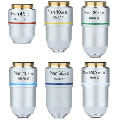 Biological Microscope 195 Plan achromatic objective lens 4X 10X 20X 40X 60X 100X RMS Thread 160/0.17
