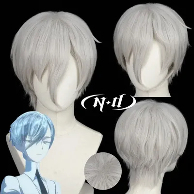 ND Anime Land of the Lustrous Cosplay Wigs Antarcticite Heat Resistant Synthetic Silver White Short