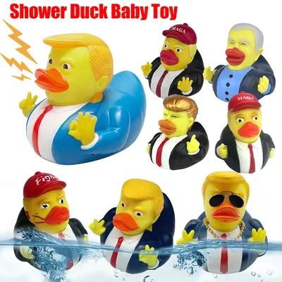 Middle Finger Duck Rubber Ducks Finger Trump Bidem With Us Flag Pattern Small Yellow Duck For Jeep