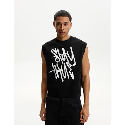 Bershka Printed Waistcoat Men S Black