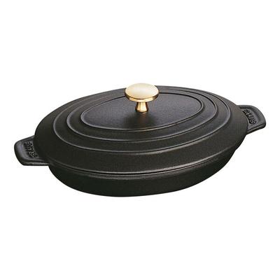 Staub 1 Qt. Black Enameled Cast Iron Oval Baking Dish with Lid 1004135