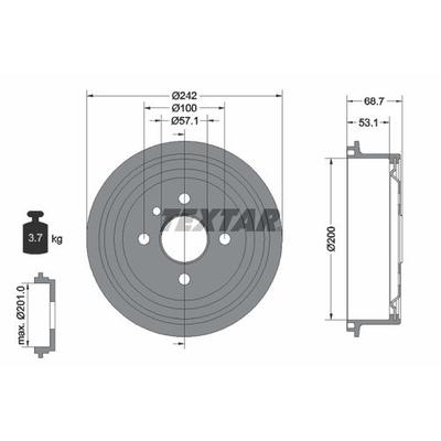 TEXTAR Bremstrommel hinten rechts links für DAEWOO VAUXHALL OPEL 95175281 91024352 568057 94048600