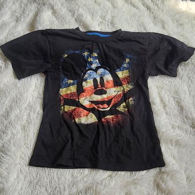 Disney Shirts & Tops | Disney American Flag Mickey Mouse Black Tshirt Short Sleeve Size 5/6 Kids | Color: Black | Size: 5b