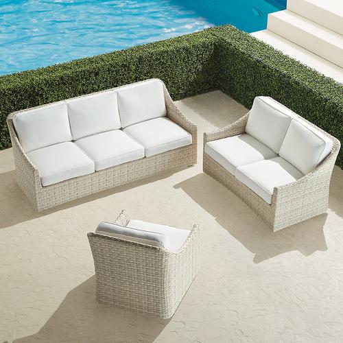 Ashby 3-pc. Sofa Swivel Set In Shell Wicker - Sunbrella Rain, Rain Glacier - Frontgate