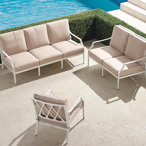 Grayson 3-pc. Sofa Set in White Aluminum - Sunbrella Rain, Rain Gingko - Frontgate
