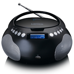 Lenco SCD-331BK - Batteriebetriebenes tragbares FM-Radio mit CD/MP3-Player - Bluetooth® - USB-Eingang - AUX-Eingang - Schwarz