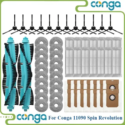 Fit For Cecotec Conga 11090 Spin Revolution Robot Vacuum Parts Roller Side Brush Hepa Filter Mop Cloth Rag Dust Bag accesorios