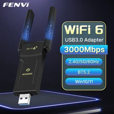 FENVI AX3000 BT 5.2 WiFi 6E USB WiFi Dongle USB3.0 WiFi Adapter 2.4G/5G/6GHz 802.11AX Network