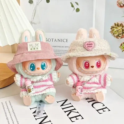 Per Labubu V1 V2 Idol Cute Doll Vestiti Moda Maglione Outfit Accessori Seduta Festa Rosa Bianco A