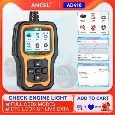 ANCEL AD410 OBD2-Scanner, Codeleser, Auto-Diagnose-Scan-Tool, Überprüfen Sie den Motorfehler-Lichtemissionsanalysator, ODB OBD 2-Scan-Tool