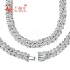 S925 Silber Halskette mit 15 mm Baguette Half Moon Cuban Link Weißer Moissanit Iced Out Hip Hop