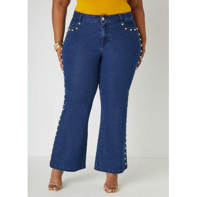 Plus Size Studded Bootcut Jeans