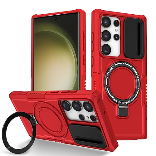 Handy Hülle Handyhüllen Für Samsung Galaxy S24 S24 FE S23 Ultra Plus S22 Plus Ultra Rückseite Mit Ständer Magnetisch Unterstützt kabelloses Laden Retro PC Image